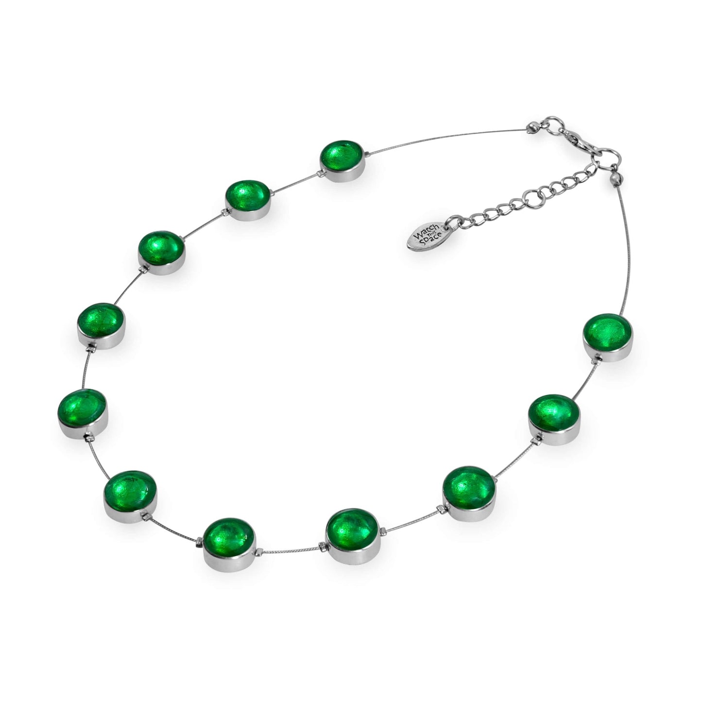 Emerald Aluminium Circles Shiny Floating Necklace | The Jewellery Stop