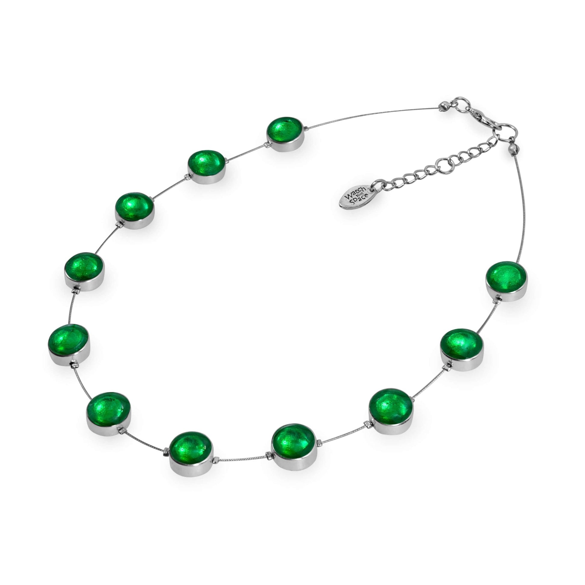 Emerald Aluminium Circles Shiny Floating Necklace | The Jewellery Stop