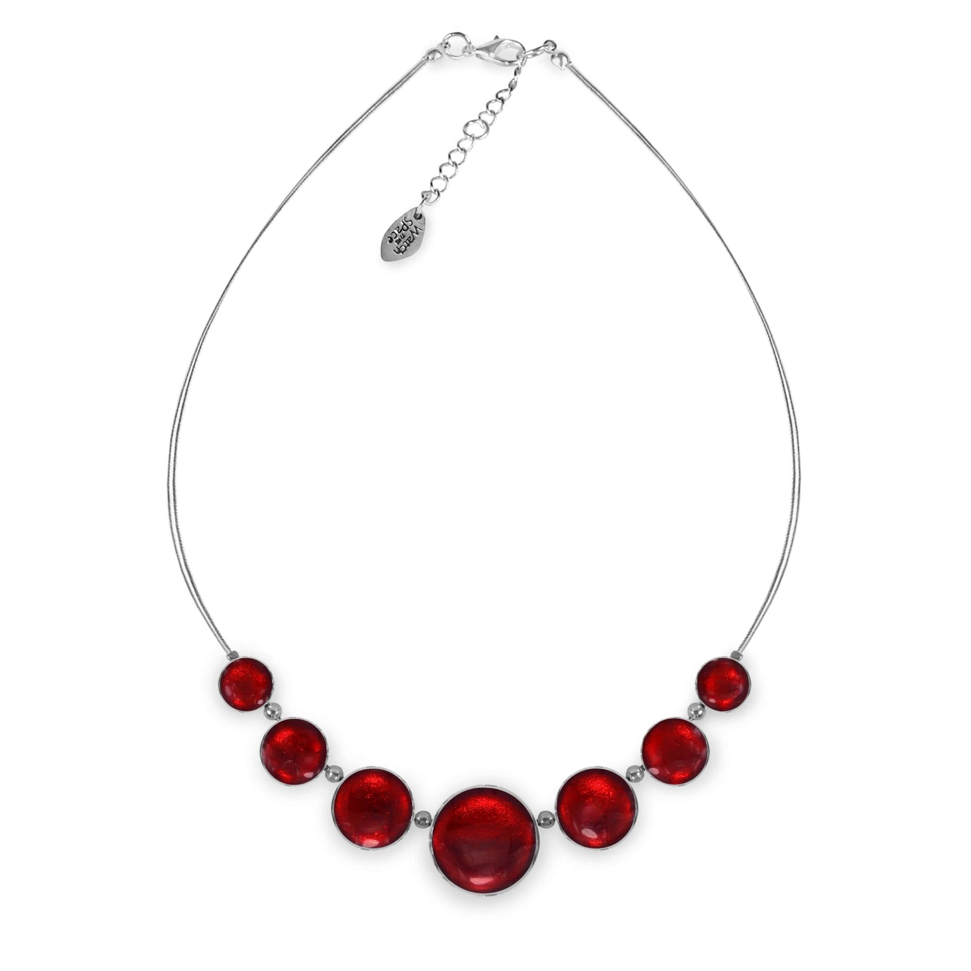 Red Aluminium Circles Shiny Classic Necklace | The Jewellery Stop