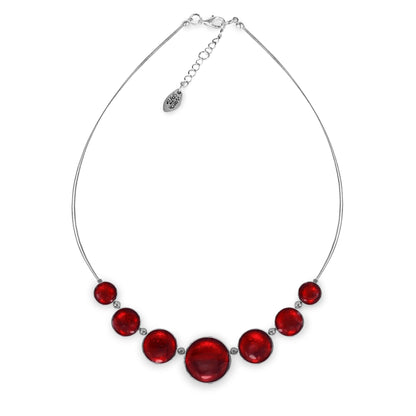Red Aluminium Circles Shiny Classic Necklace | The Jewellery Stop