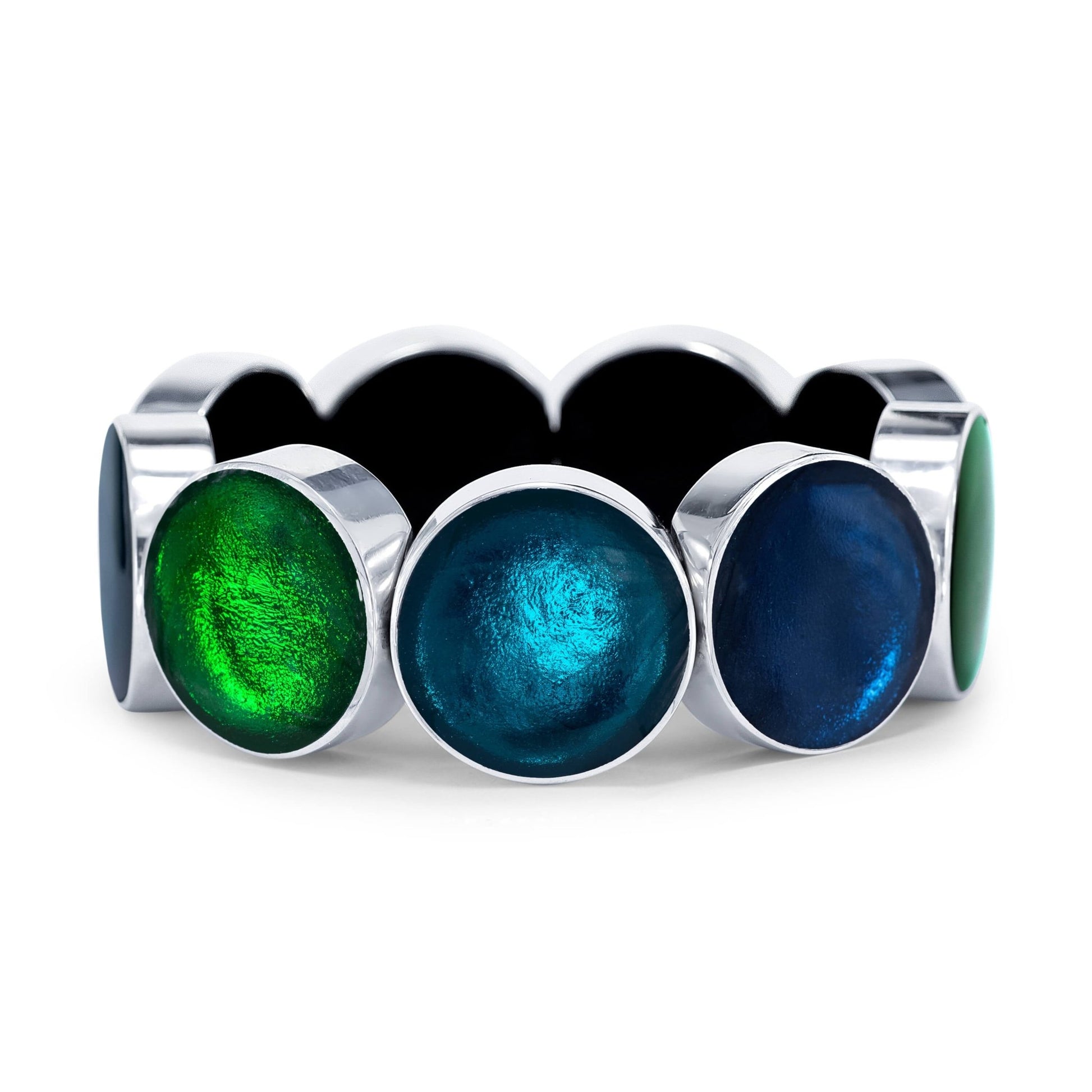 Verdigris Aluminium Circles Shiny Floating Bangle | The Jewellery Stop