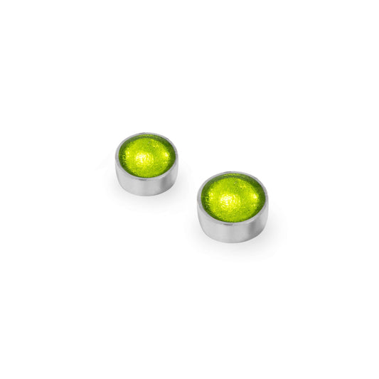 Citrus Aluminium Circles Shiny Small Stud Earrings | The Jewellery Stop