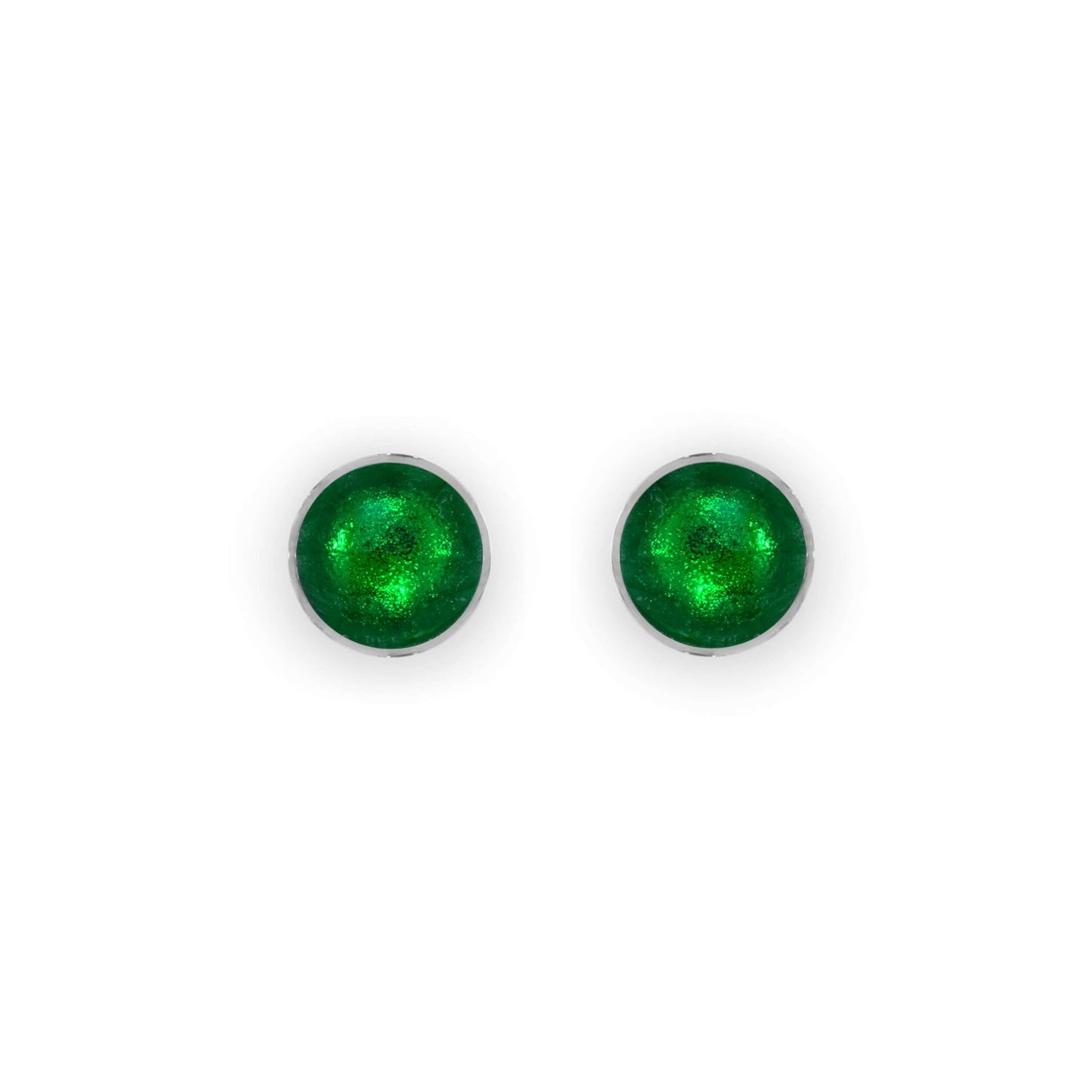 Emerald Aluminium Circles Shiny Small Stud Earrings | The Jewellery Stop