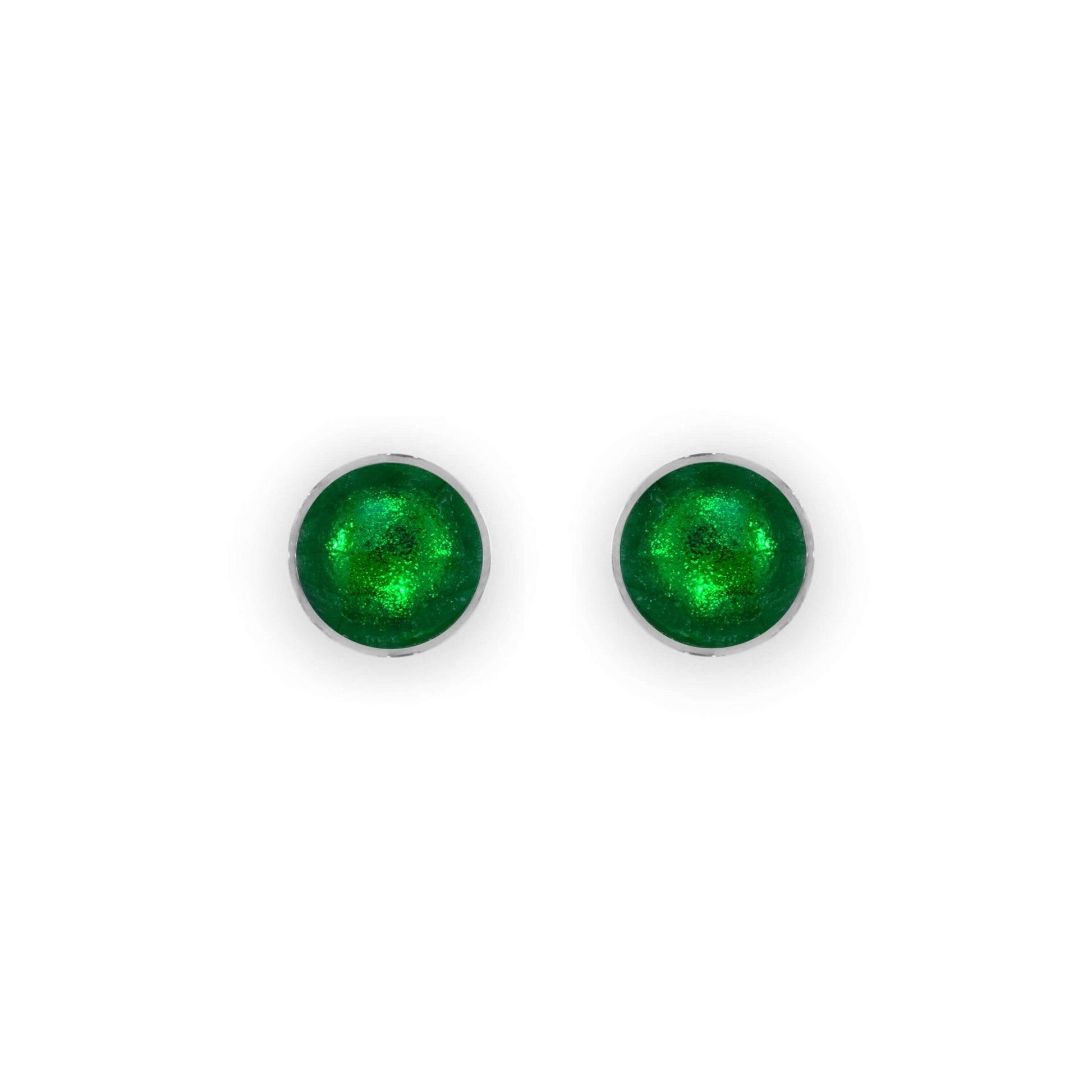 Emerald Aluminium Circles Shiny Small Stud Earrings | The Jewellery Stop