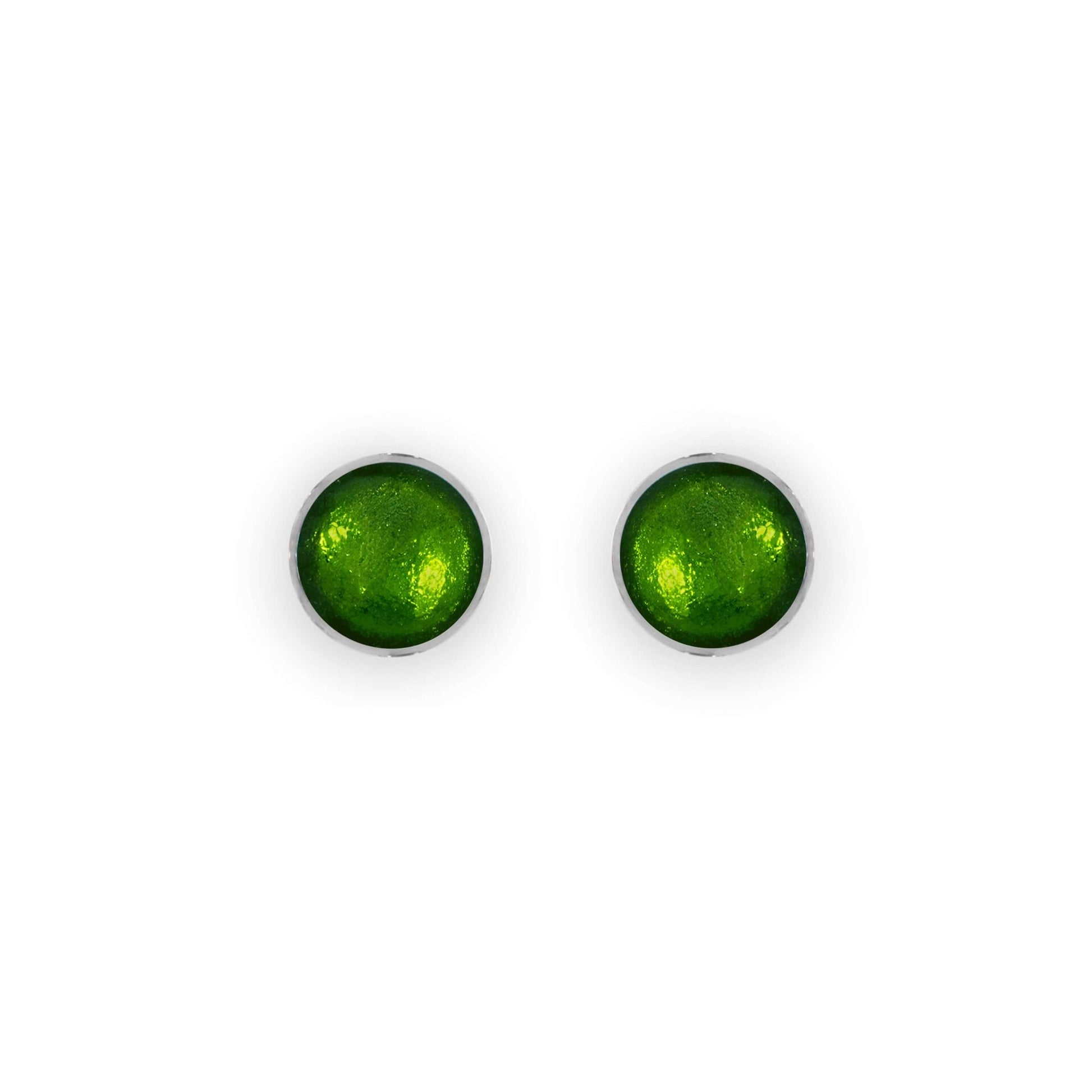 Green Aluminium Circles Shiny Small Stud Earrings | The Jewellery Stop