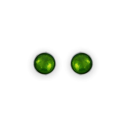 Green Aluminium Circles Shiny Small Stud Earrings | The Jewellery Stop