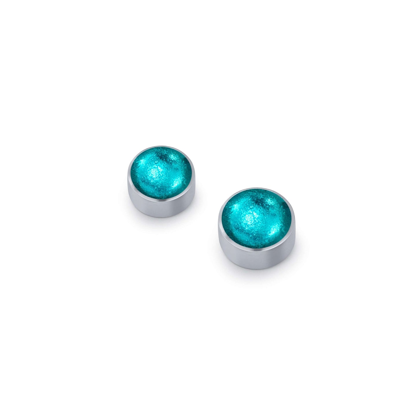 Neptune Aluminium Circles Shiny Small Stud Earrings | The Jewellery Stop