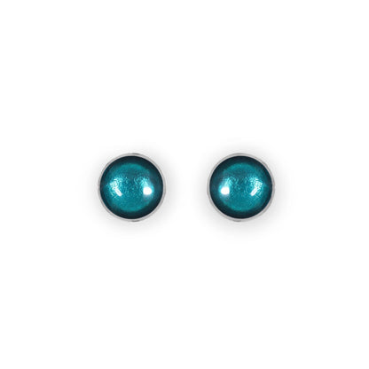 Verdigris Aluminium Circles Shiny Small Stud Earrings | The Jewellery Stop