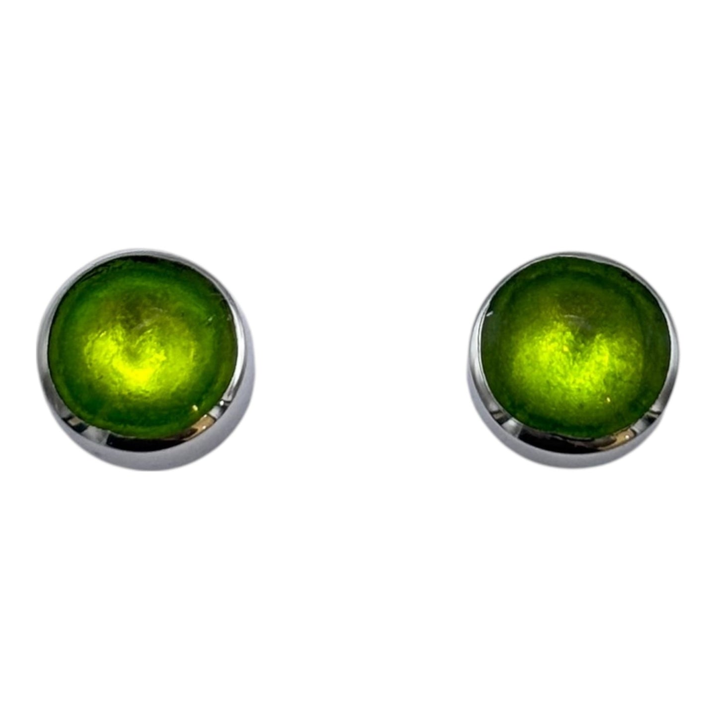 Lime Aluminium Circles Shiny Small Stud Earrings | The Jewellery Stop