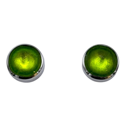 Lime Aluminium Circles Shiny Small Stud Earrings | The Jewellery Stop
