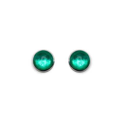 Mint Aluminium Circles Shiny Small Stud Earrings