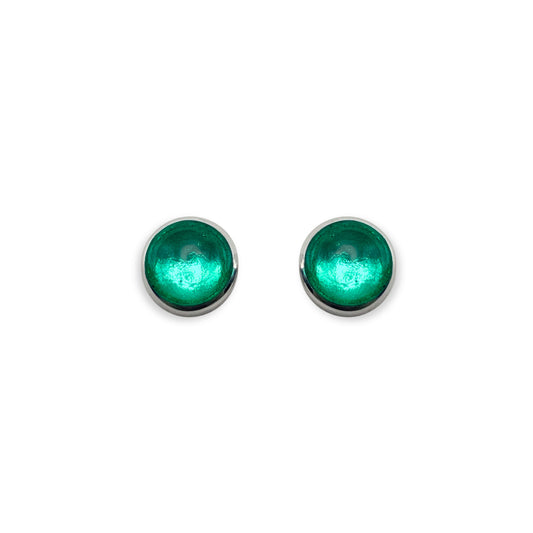 Mint Aluminium Circles Shiny Small Stud Earrings