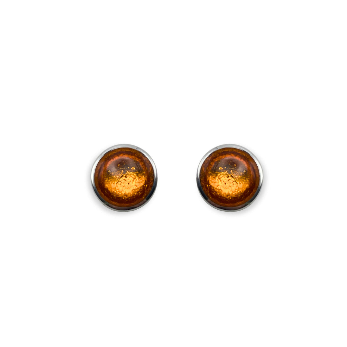 Mustard Aluminium Circles Shiny Small Stud Earrings