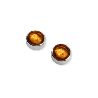 Mustard Aluminium Circles Shiny Small Stud Earrings