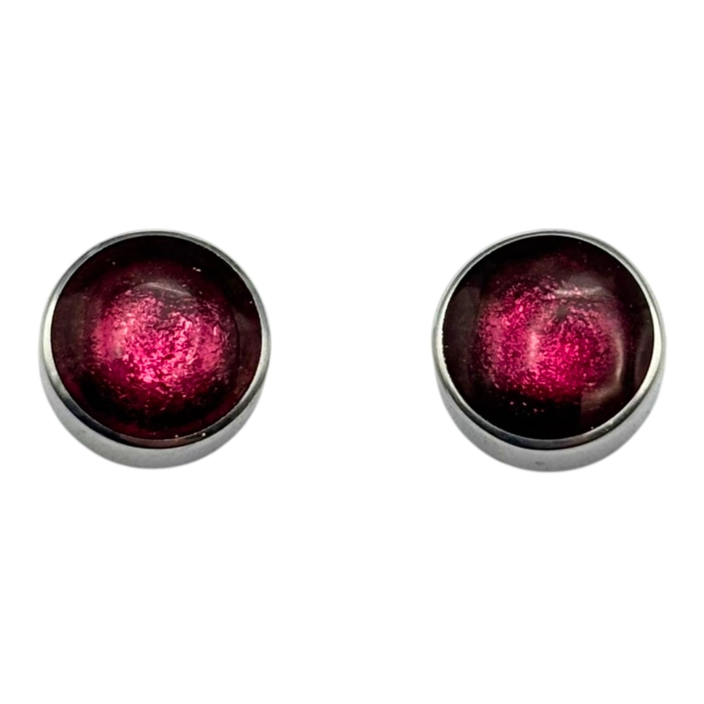 Peony Aluminium Circles Shiny Small Stud Earrings | The Jewellery Stop