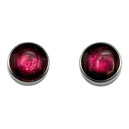 Peony Aluminium Circles Shiny Small Stud Earrings | The Jewellery Stop