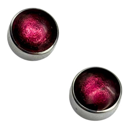 Peony Aluminium Circles Shiny Small Stud Earrings | The Jewellery Stop