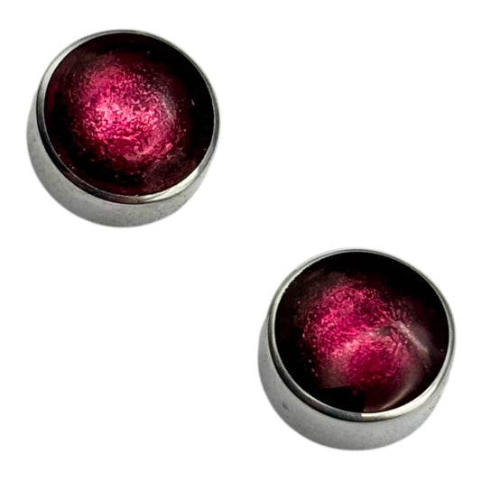 Peony Aluminium Circles Shiny Small Stud Earrings | The Jewellery Stop