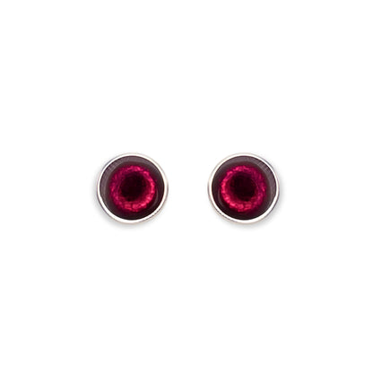 Pink Aluminium Circles Shiny Small Stud Earrings