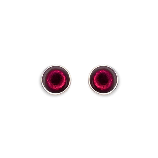 Pink Aluminium Circles Shiny Small Stud Earrings