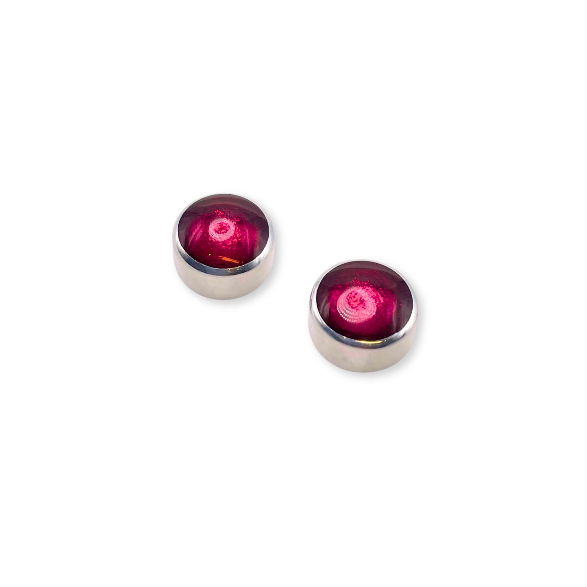Pink Aluminium Circles Shiny Small Stud Earrings