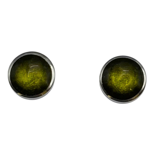 Pistachio Aluminium Circles Shiny Small Stud Earrings | The Jewellery Stop