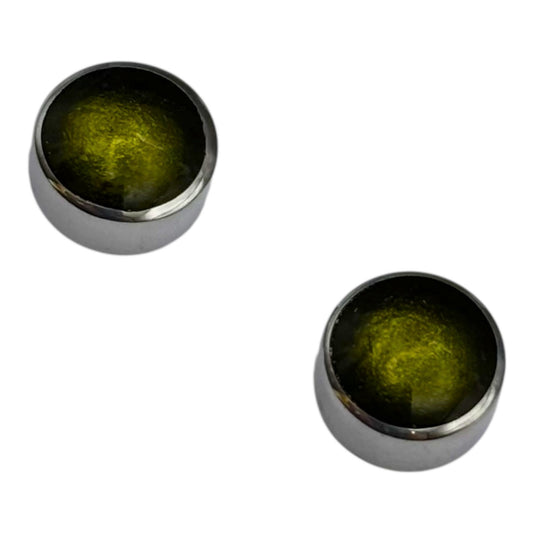 Pistachio Aluminium Circles Shiny Small Stud Earrings | The Jewellery Stop
