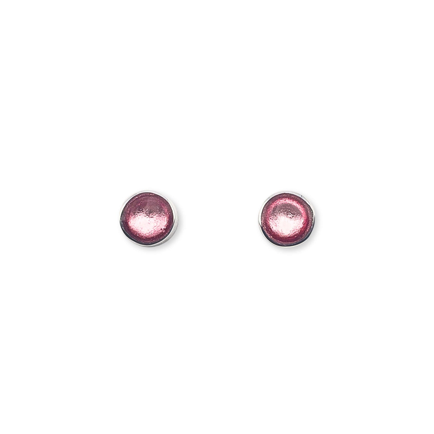Rose Aluminium Circles Shiny Small Stud Earrings