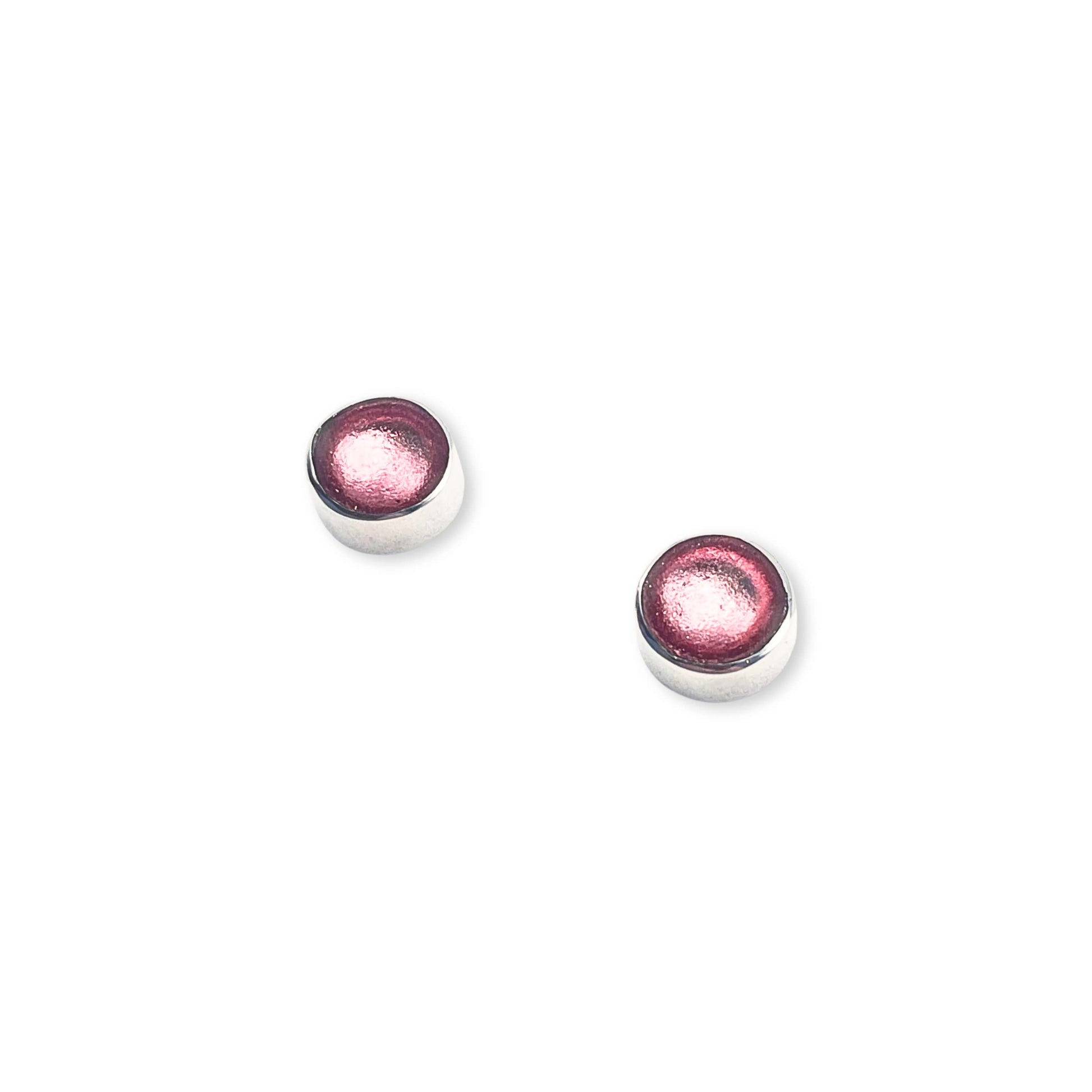 Rose Aluminium Circles Shiny Small Stud Earrings