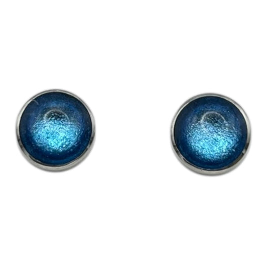 Sky Aluminium Circles Shiny Small Stud Earrings | The Jewellery Stop