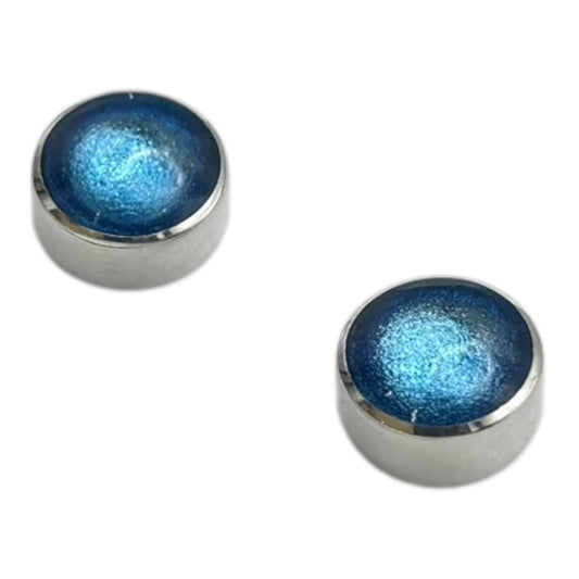 Sky Aluminium Circles Shiny Small Stud Earrings | The Jewellery Stop