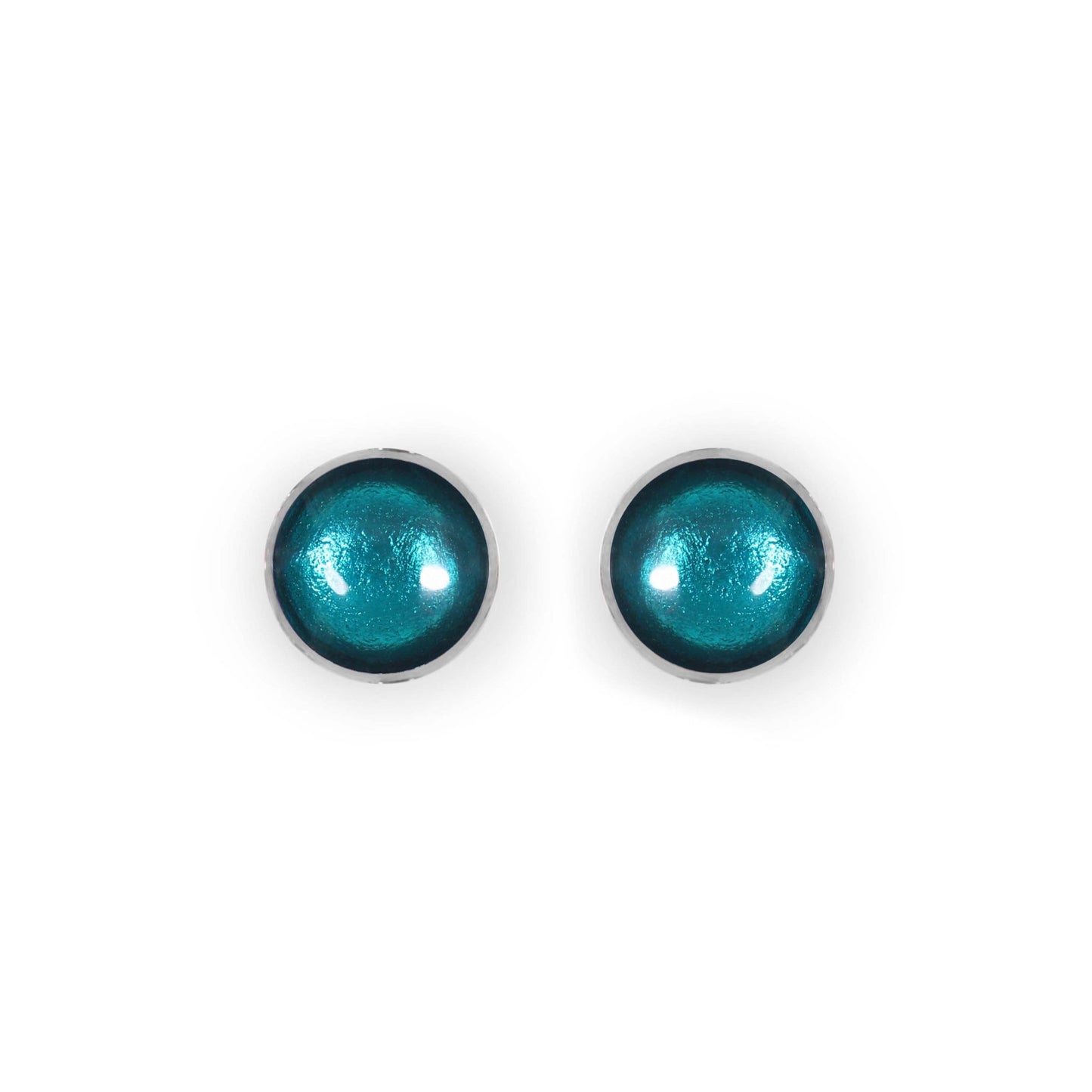 Verdigris Aluminium Circles Shiny Large Stud Earrings | The Jewellery Stop