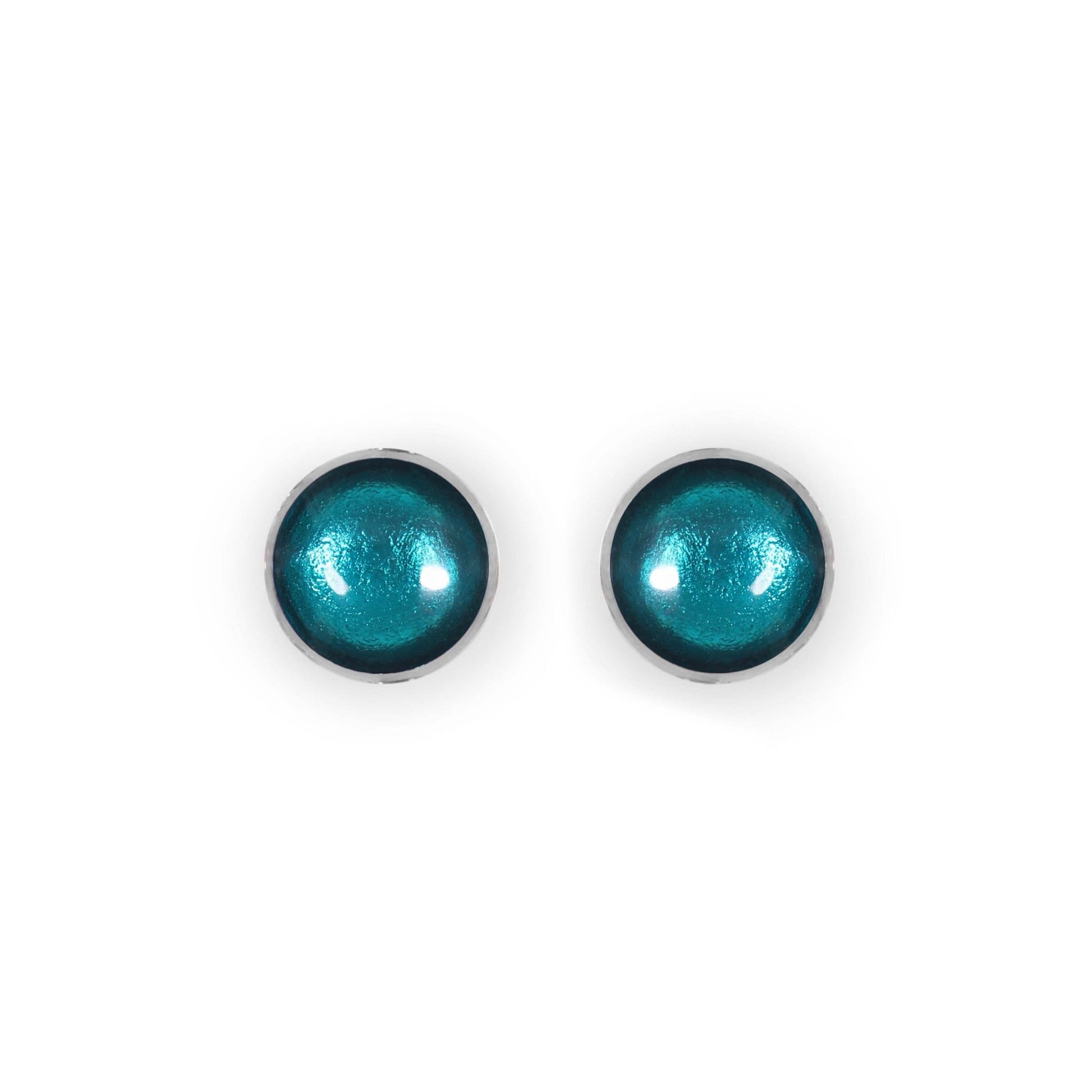 Verdigris Aluminium Circles Shiny Large Stud Earrings | The Jewellery Stop