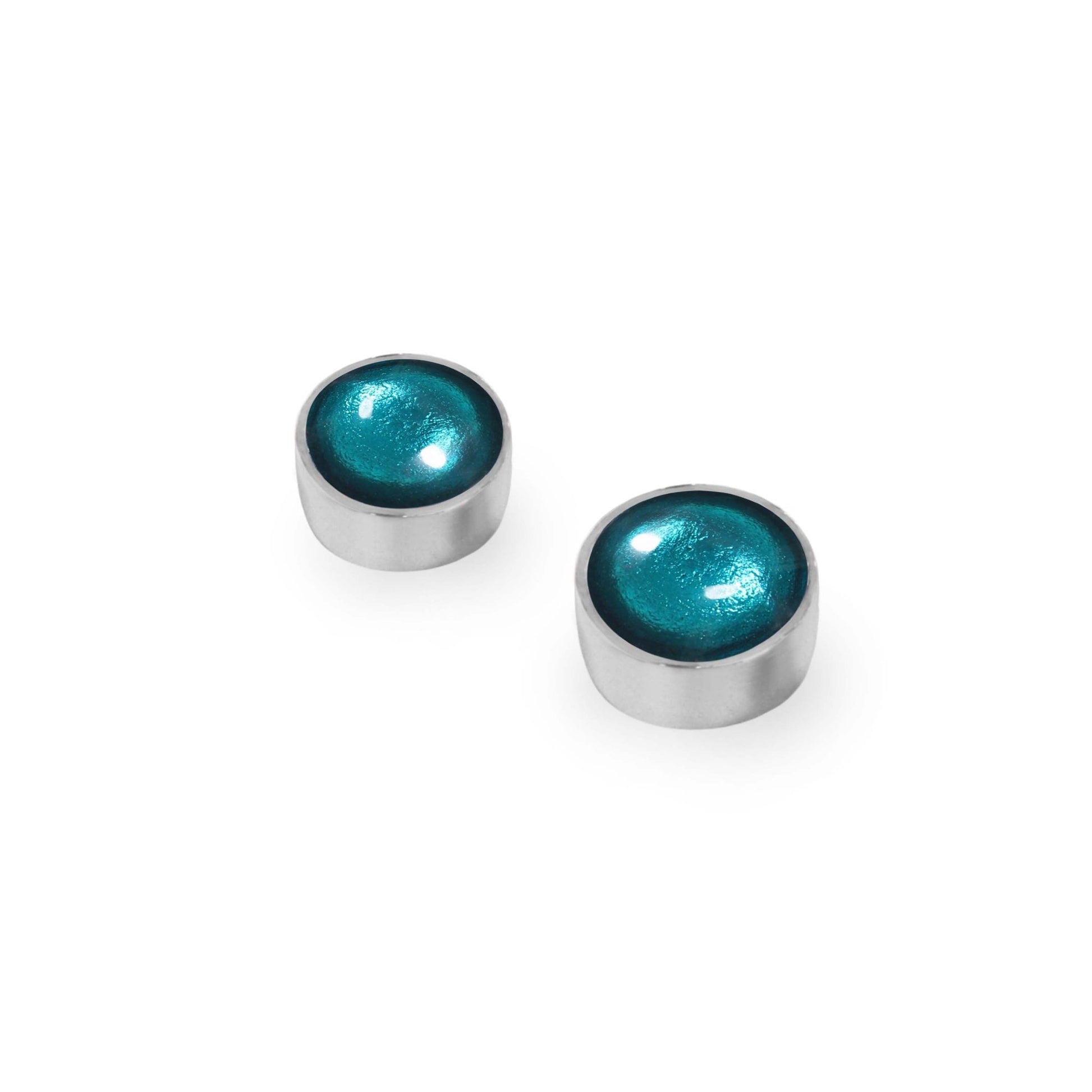 Verdigris Aluminium Circles Shiny Large Stud Earrings | The Jewellery Stop