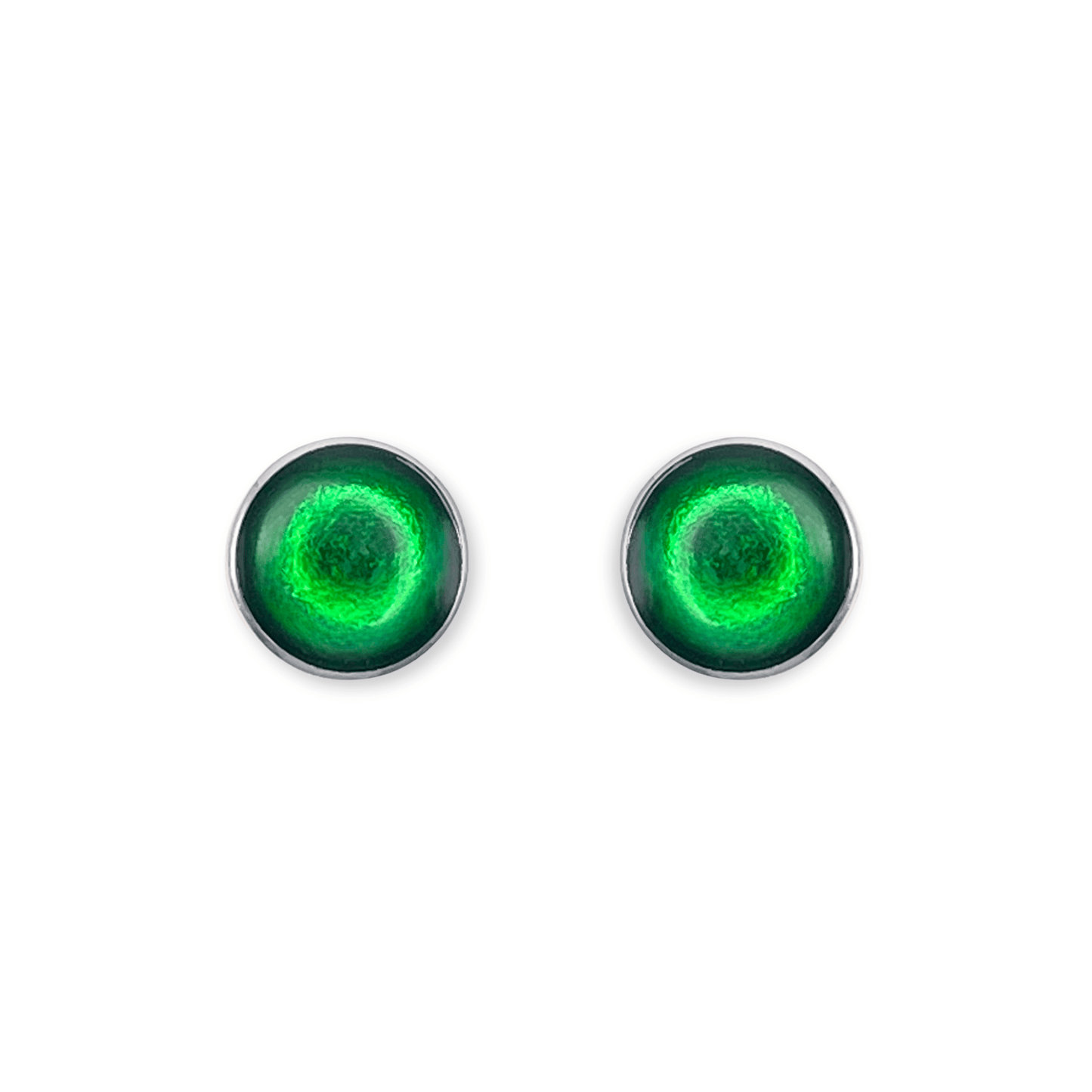 Emerald Aluminium Circles Shiny Large Stud Earrings