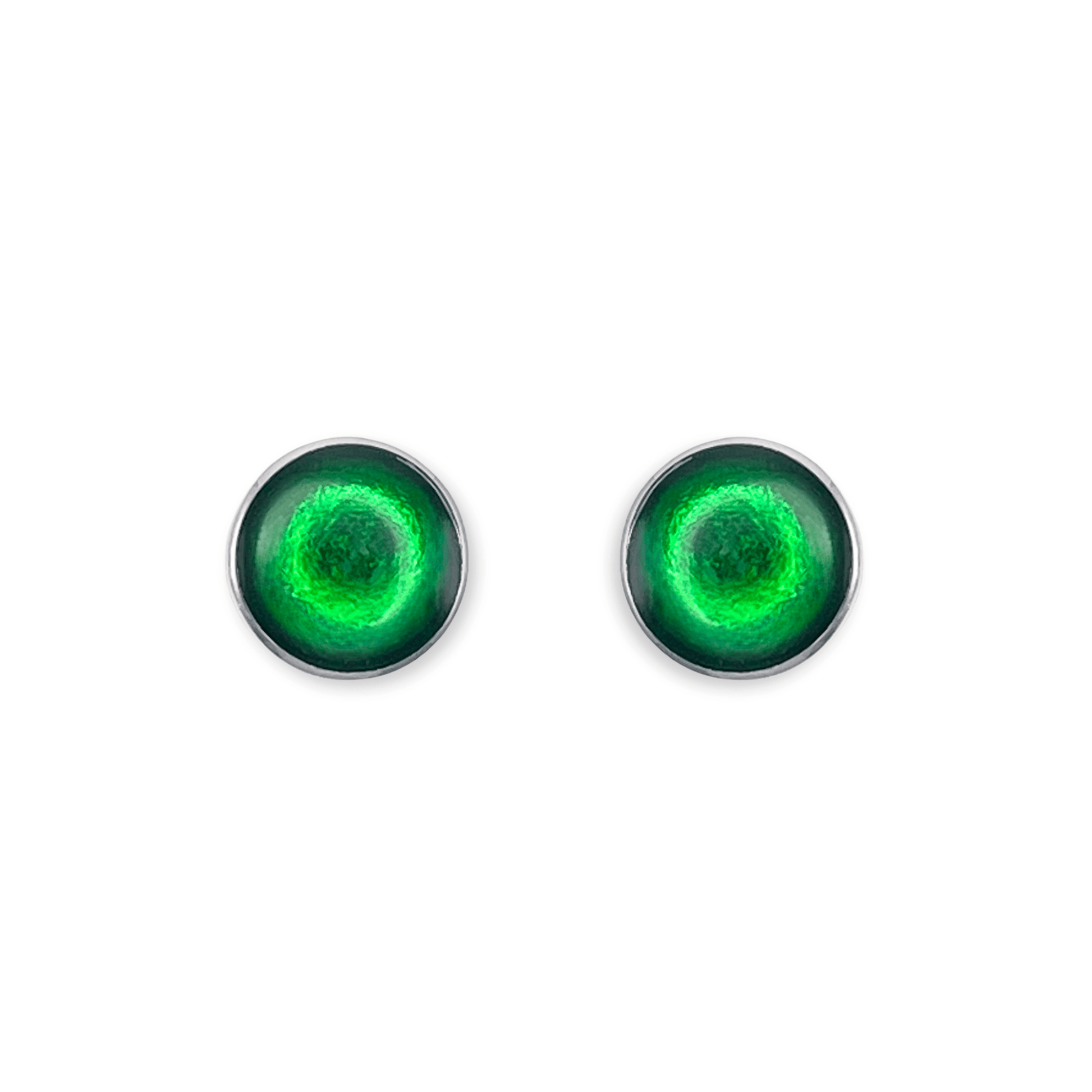 Emerald Aluminium Circles Shiny Large Stud Earrings