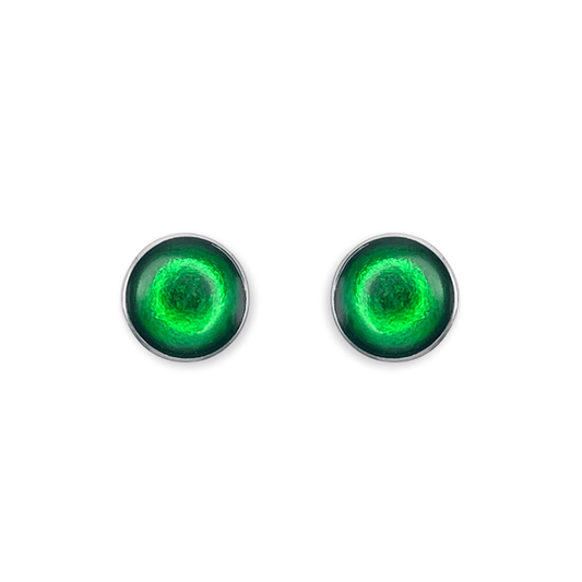 Emerald Aluminium Circles Shiny Large Stud Earrings