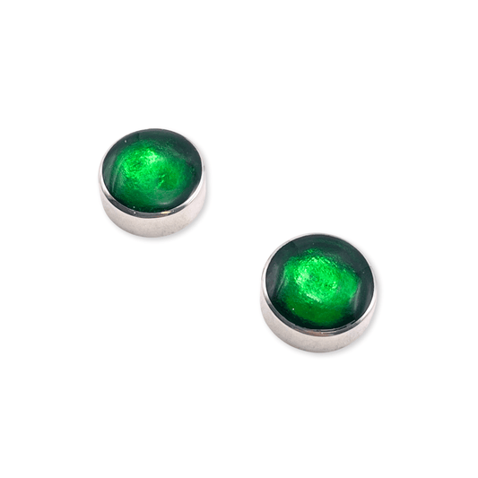 Emerald Aluminium Circles Shiny Large Stud Earrings
