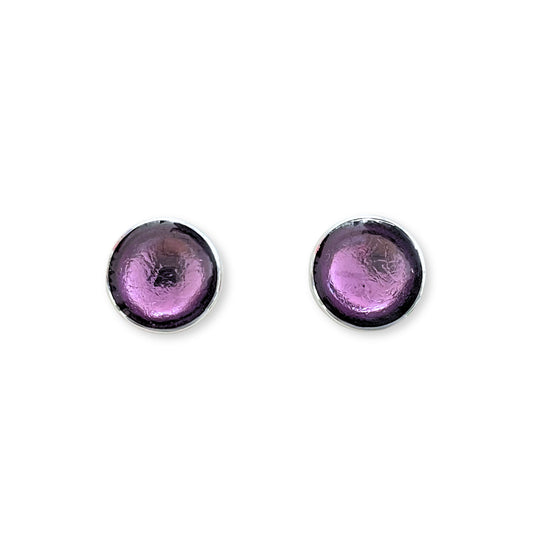 Lavender Aluminium Circles Shiny Large Stud Earrings