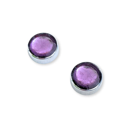 Lavender Aluminium Circles Shiny Large Stud Earrings