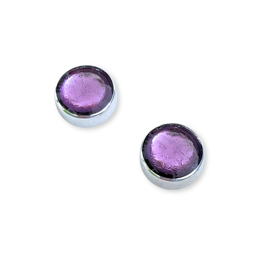 Lavender Aluminium Circles Shiny Large Stud Earrings