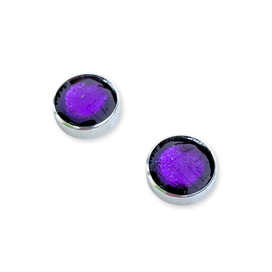 Peacock Aluminium Circles Shiny Large Stud Earrings
