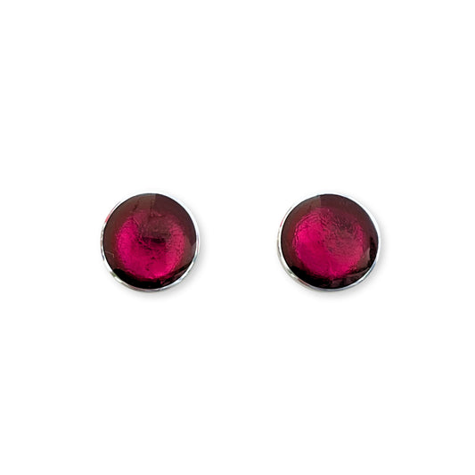 Pink Aluminium Circles Shiny Large Stud Earrings