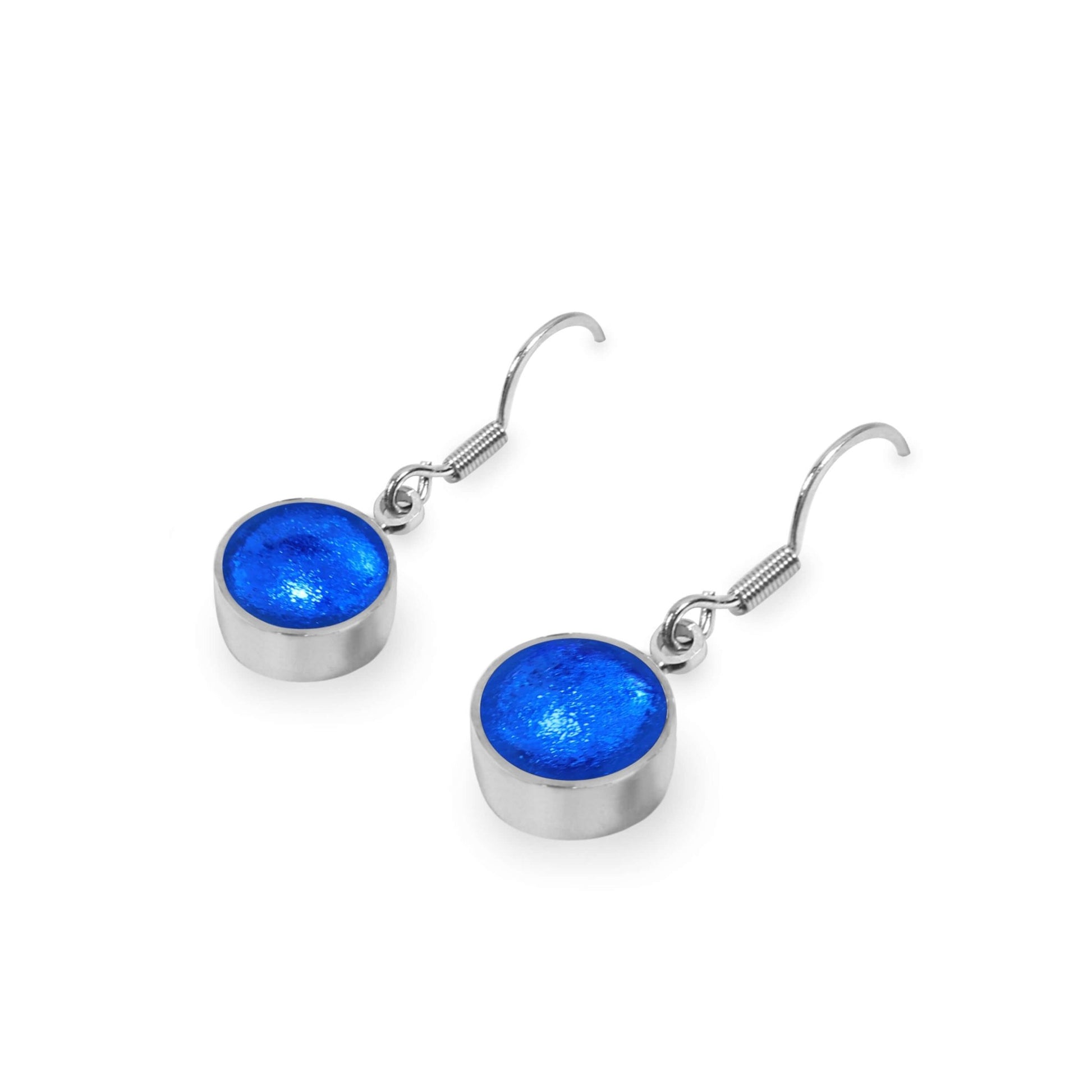 Azure Aluminium Circles Shiny Fish Hook Earrings | The Jewellery Stop