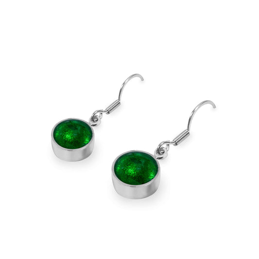 Emerald Aluminium Circles Shiny Fish Hook Earrings