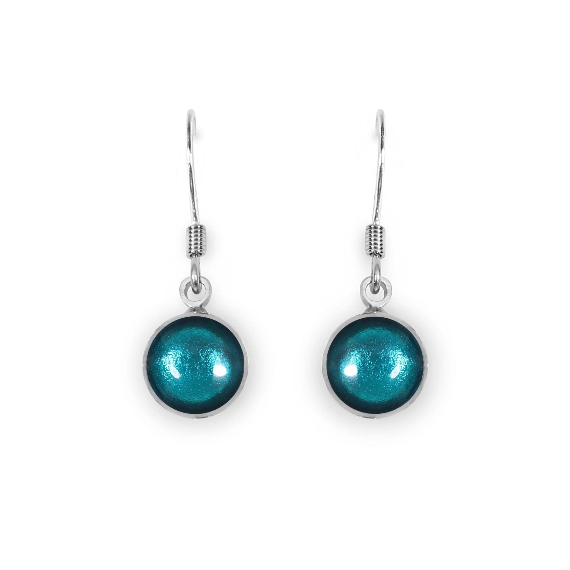 Verdigris Aluminium Circles Shiny Fish Hook Earrings | The Jewellery Stop