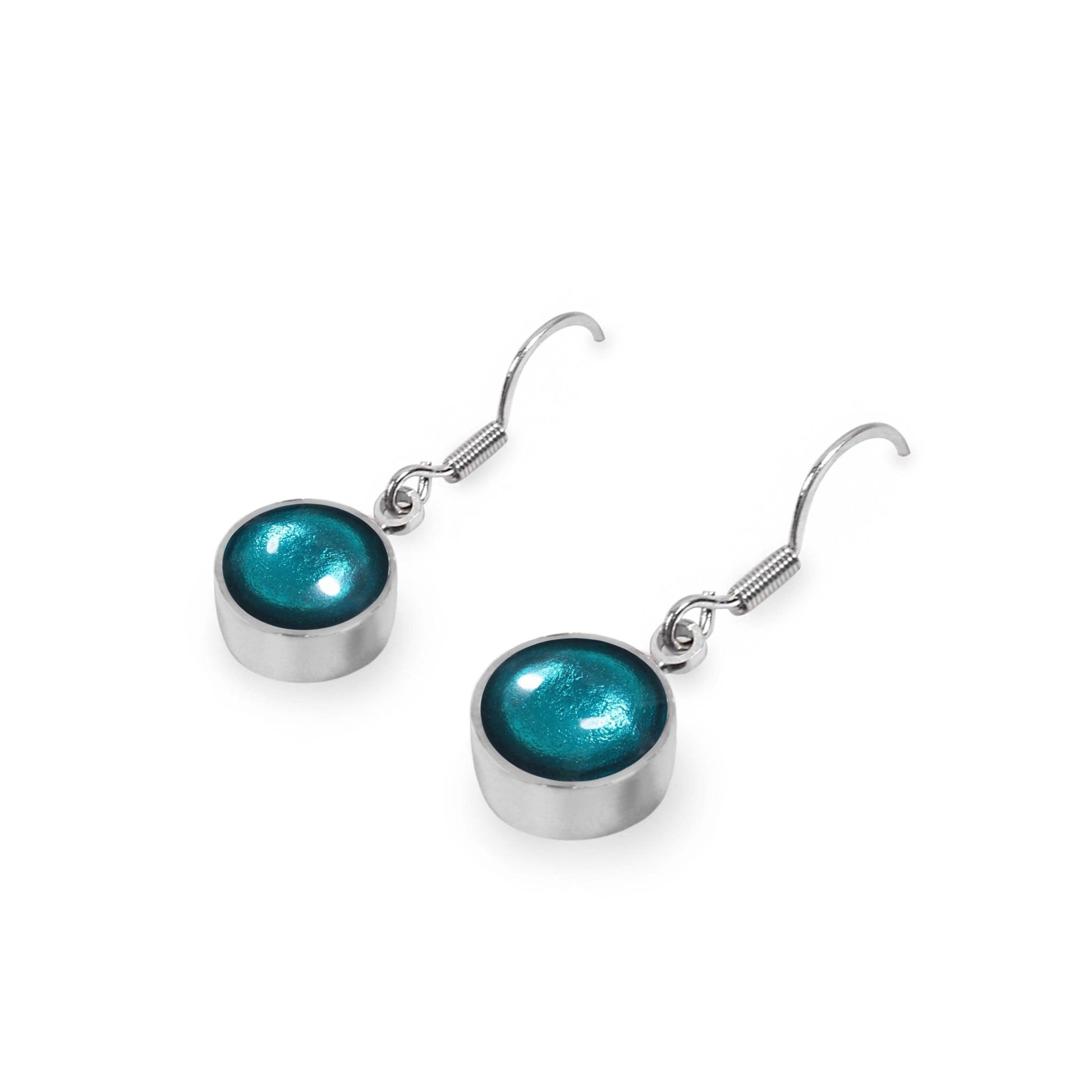 Verdigris Aluminium Circles Shiny Fish Hook Earrings | The Jewellery Stop