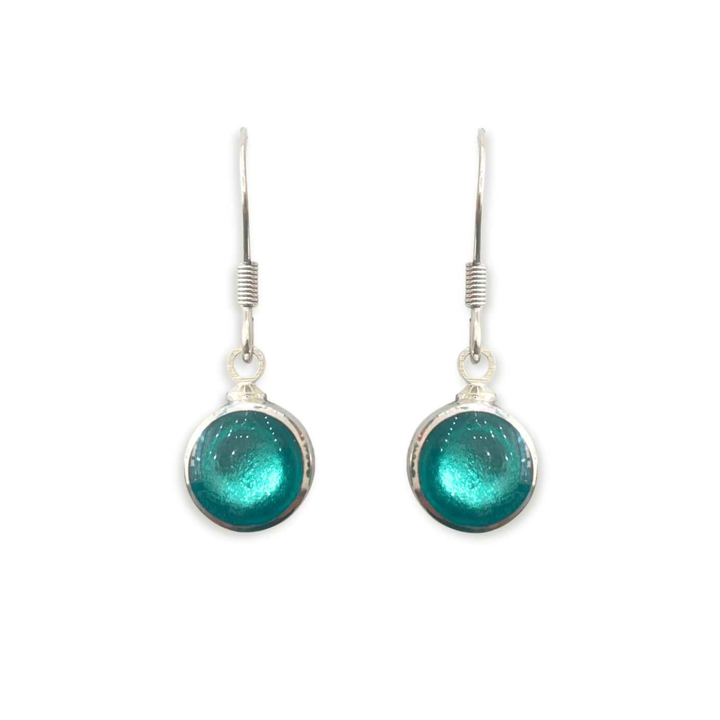 Aqua Aluminium Circles Shiny Fish Hook Earrings