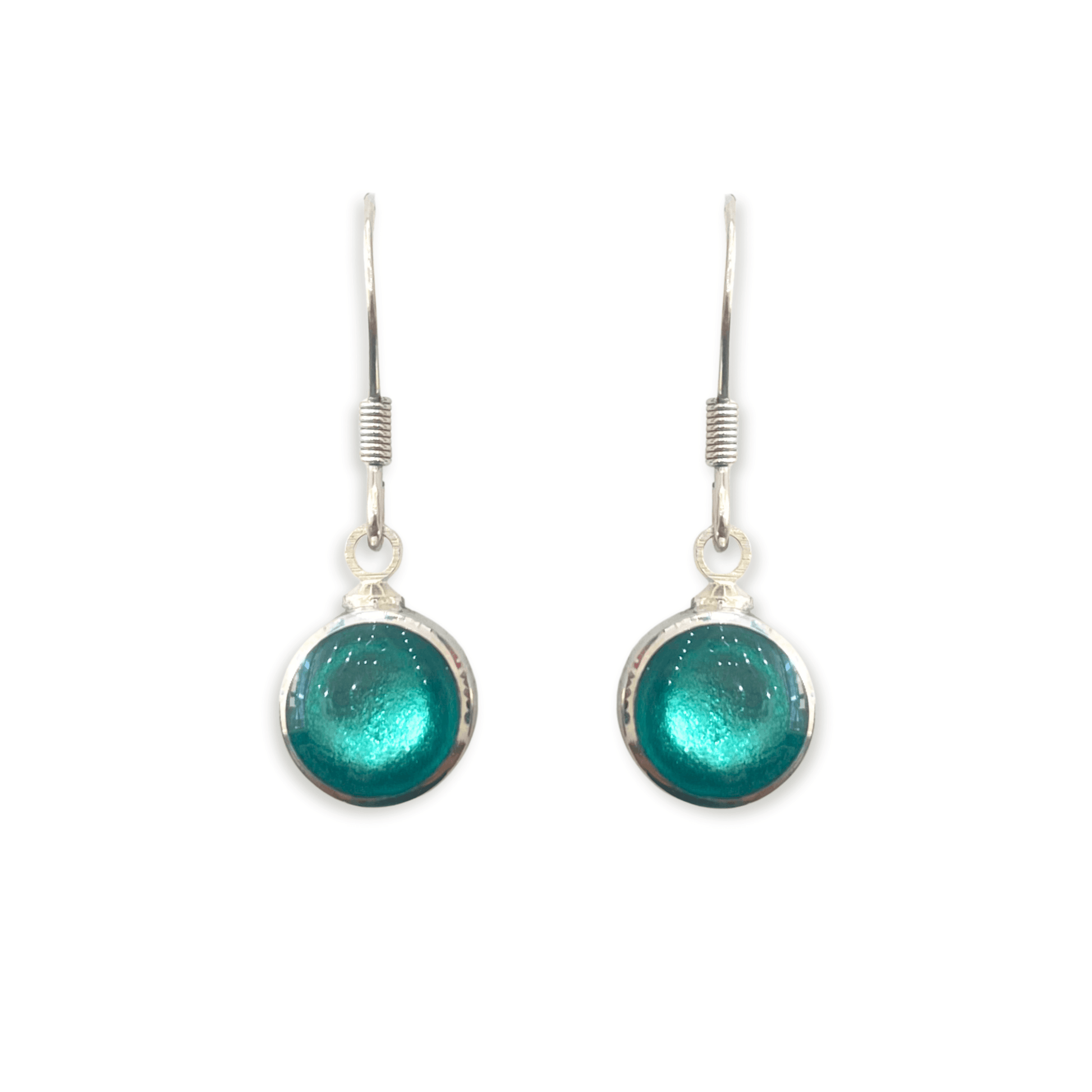 Aqua Aluminium Circles Shiny Fish Hook Earrings