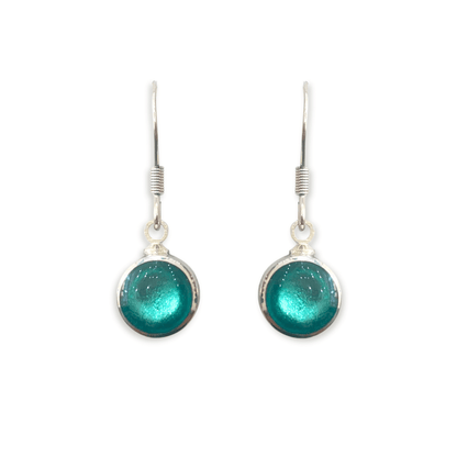 Aqua Aluminium Circles Shiny Fish Hook Earrings